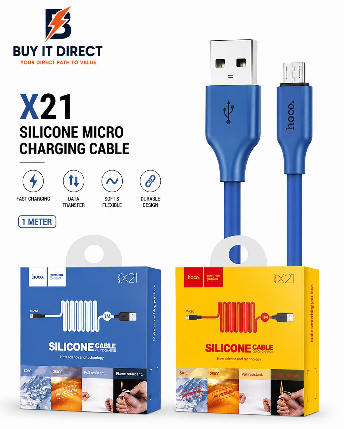 Hoco X21 Silicone Micro USB Charging Cable