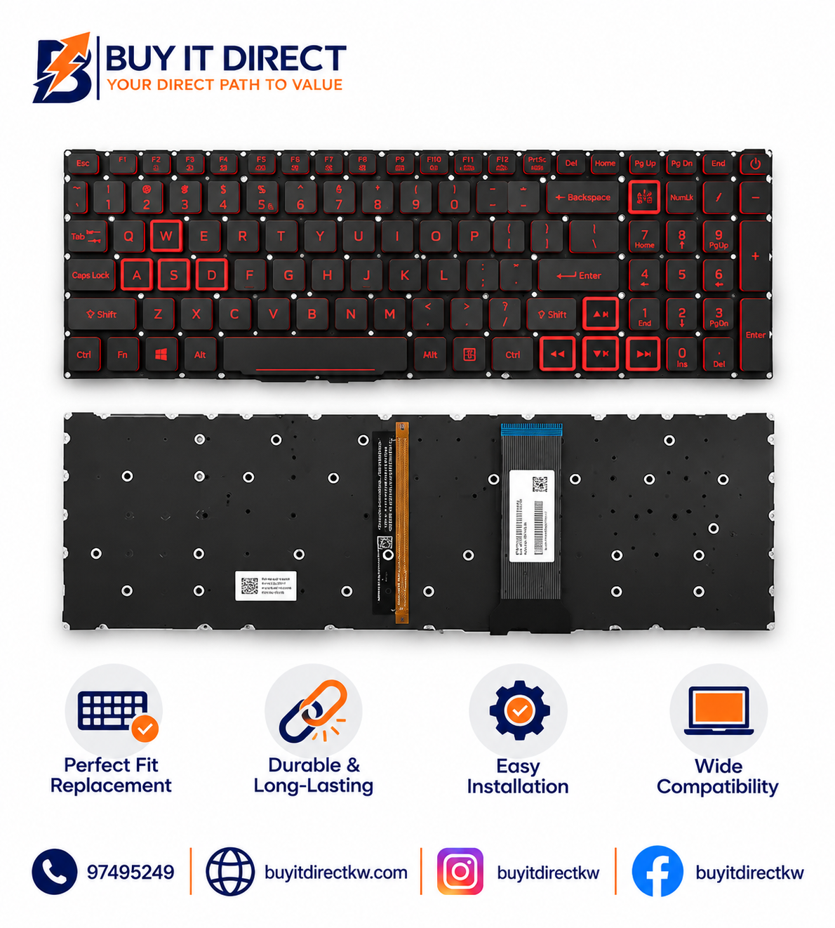 ACER Nitro 5 Backlit Laptop Keyboard Compatible with N20C1 N20C2 N18C3 N18C4 Series