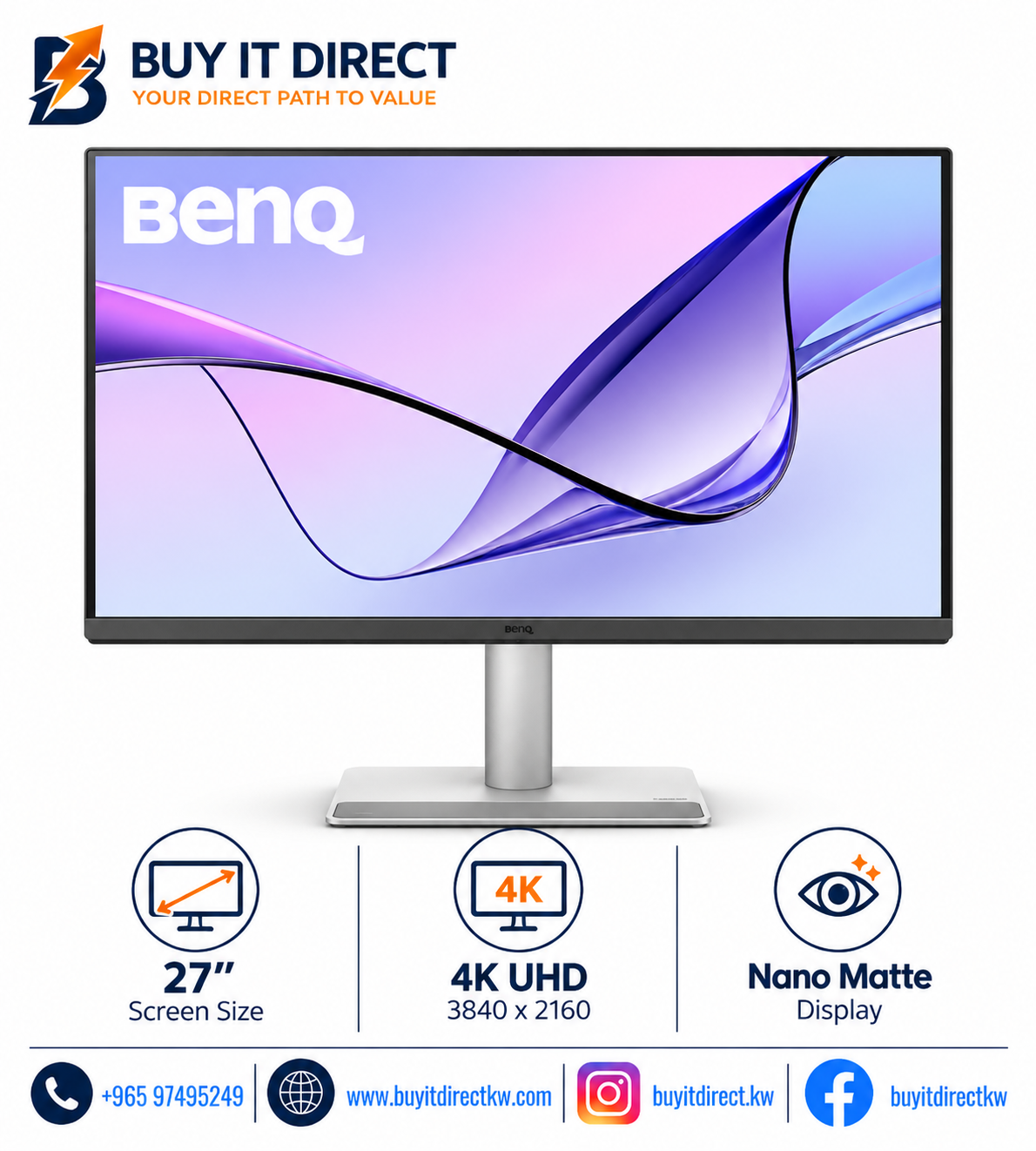 شاشة BenQ MA270U ‏27 بوصة 4K UHD بتردد 60Hz بتقنية Nano Matte