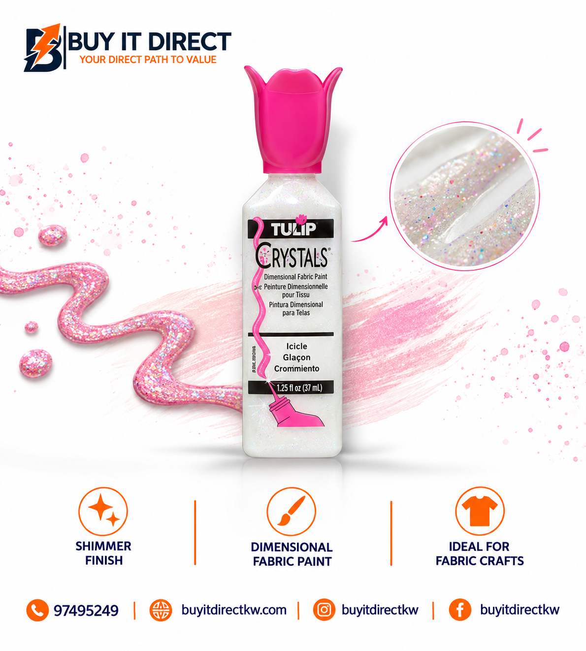 Crystals Fabric Paint Icicle 37ml