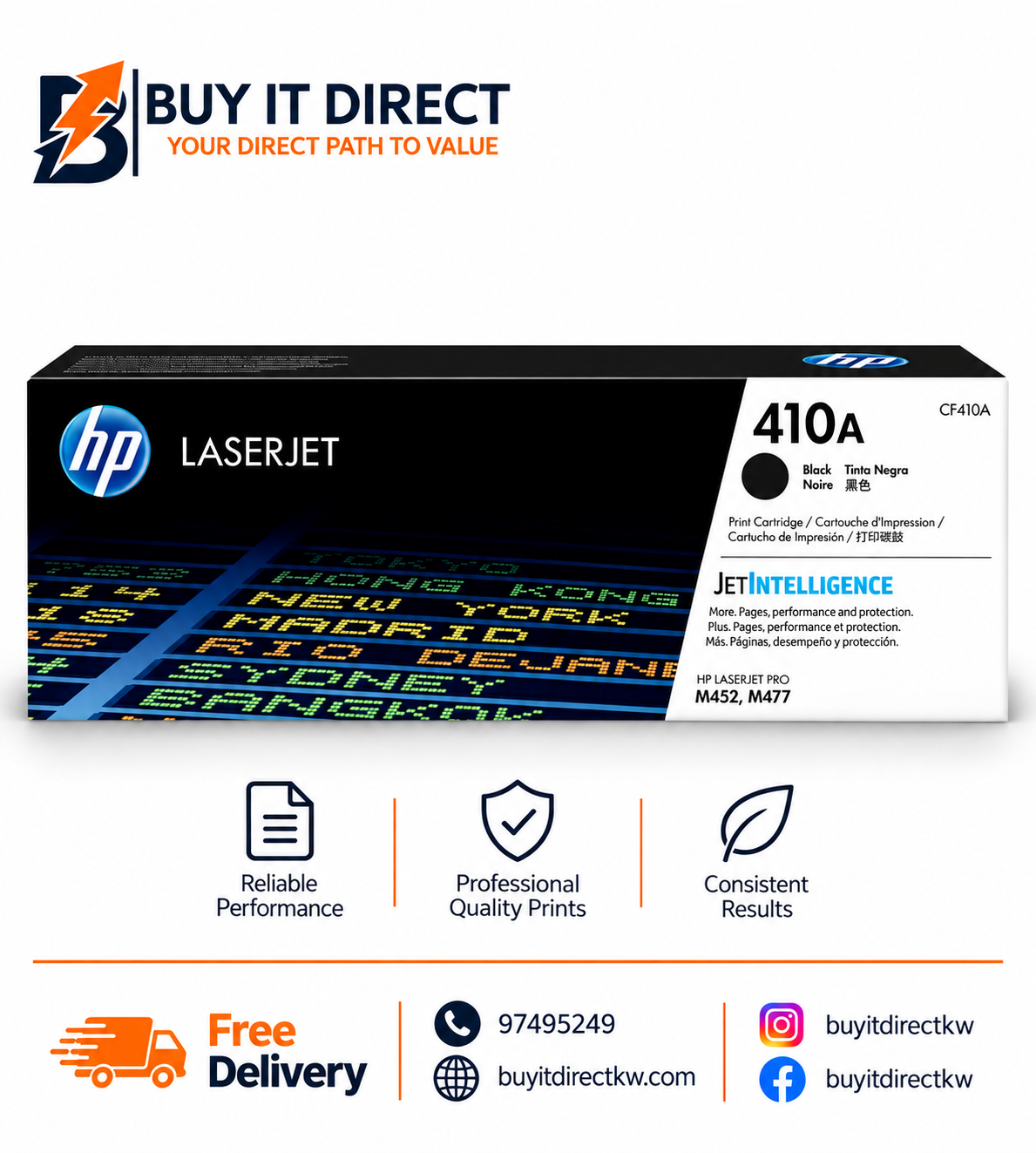 خرطوشة مسحوق حبر HP 410A سوداء أصلية لطابعات LaserJet 2300 صفحة CF410A