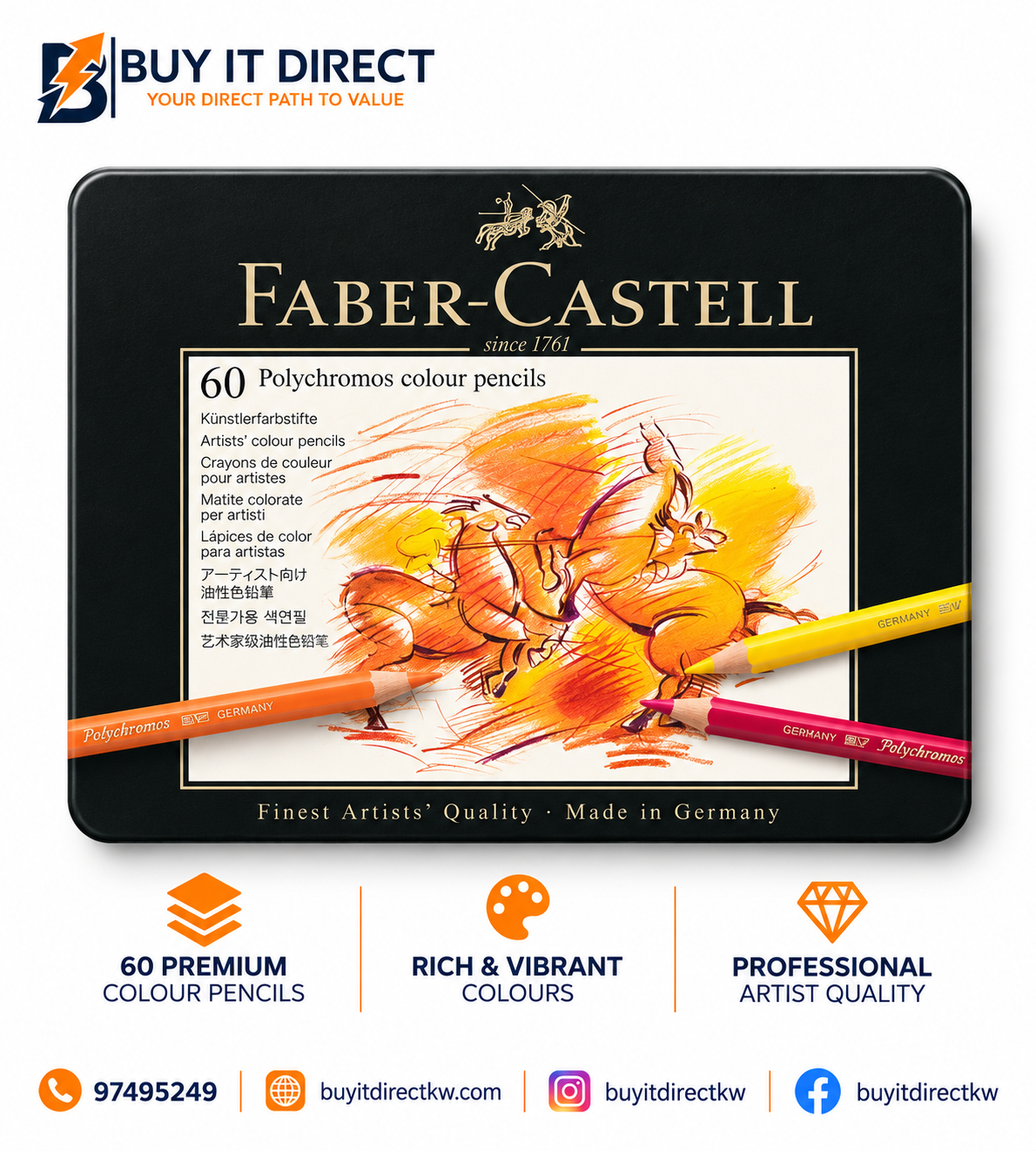 Faber-Castell 60 Polychromos Colour Pencils