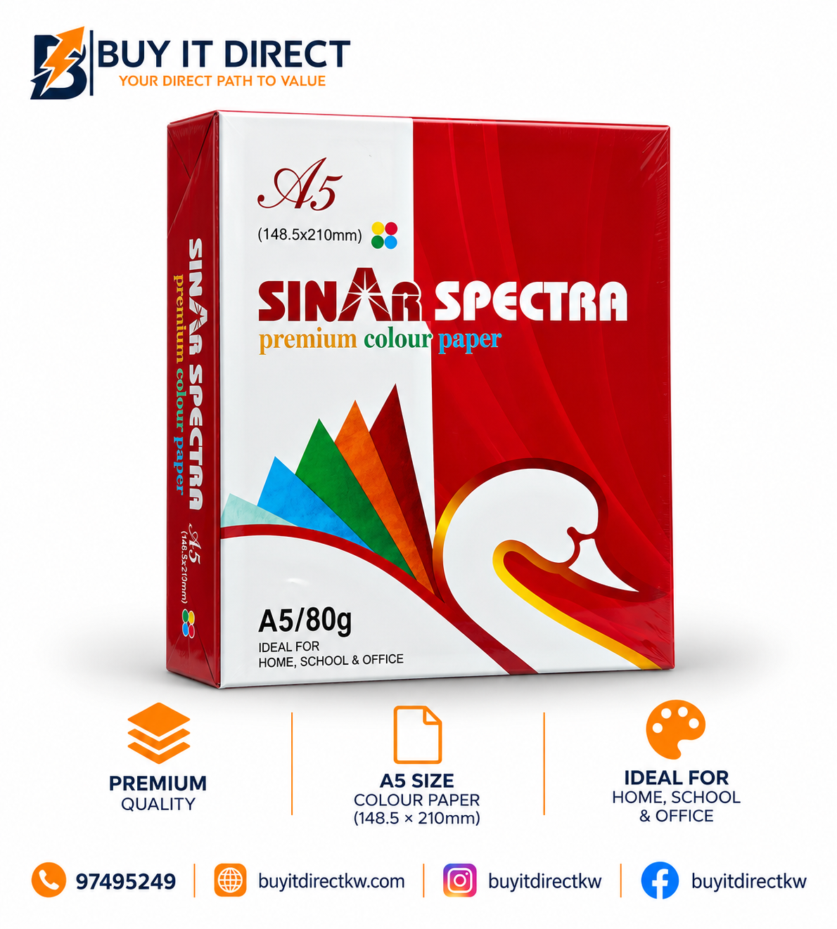 ورق ملون فاخر سينار سبكترا مقاس A5