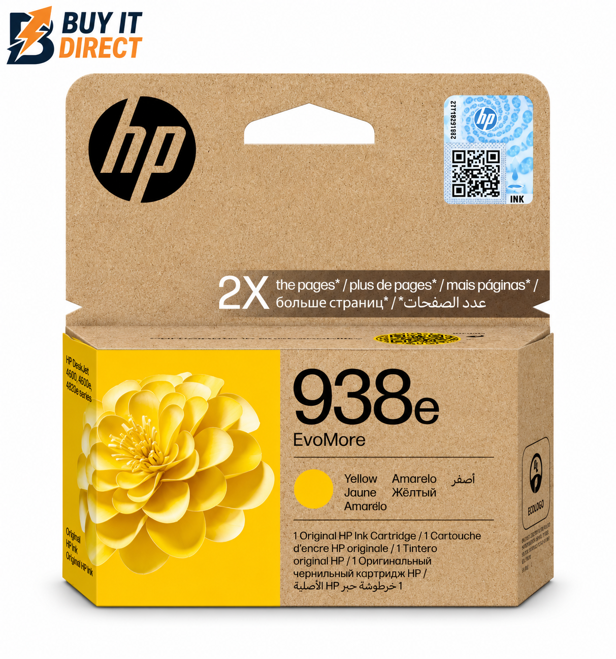 HP 938e XL EvoMore أصفر أصلي خرطوشة حبر