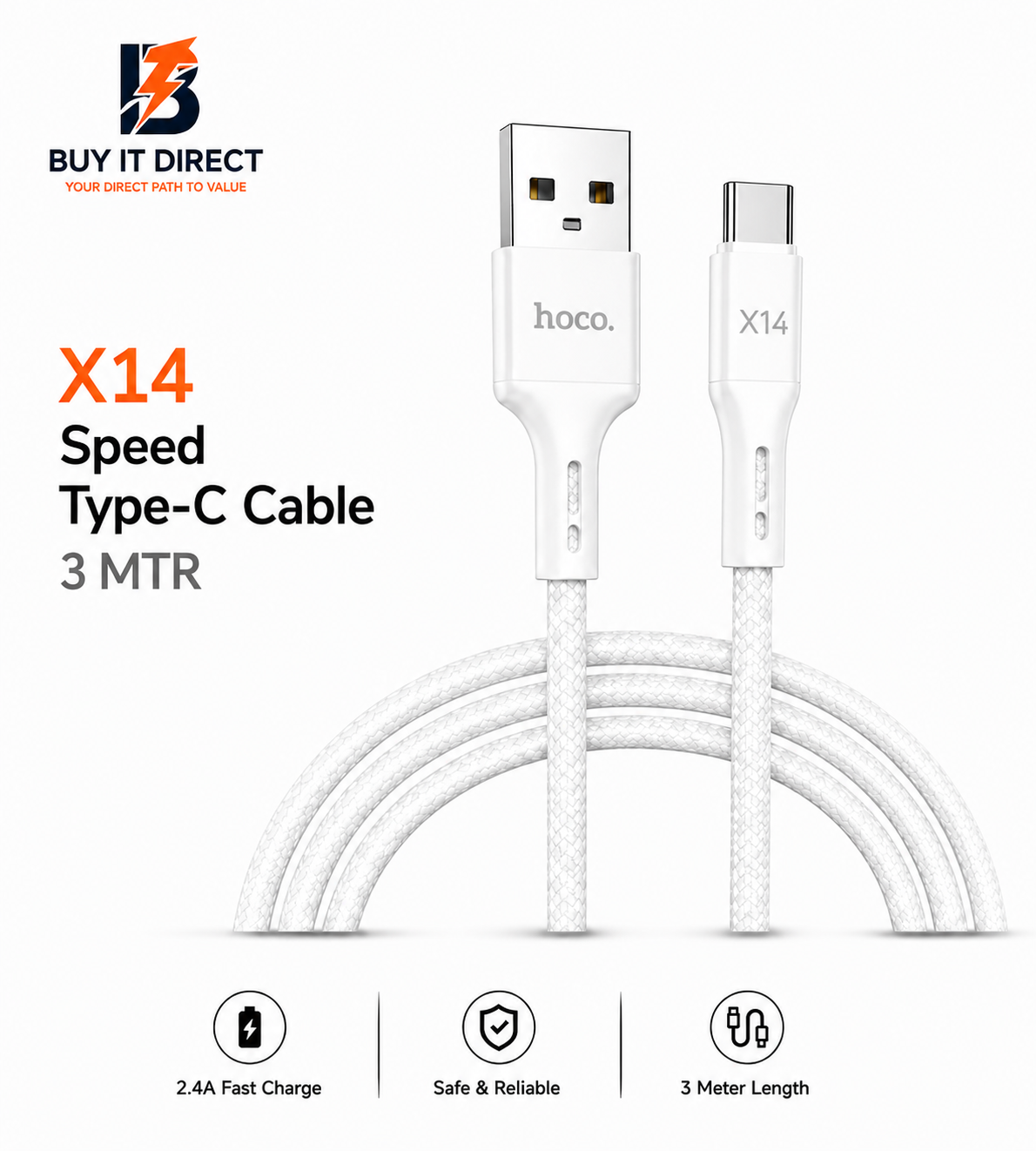 Hoco X14 Speed Type C Cable 3M