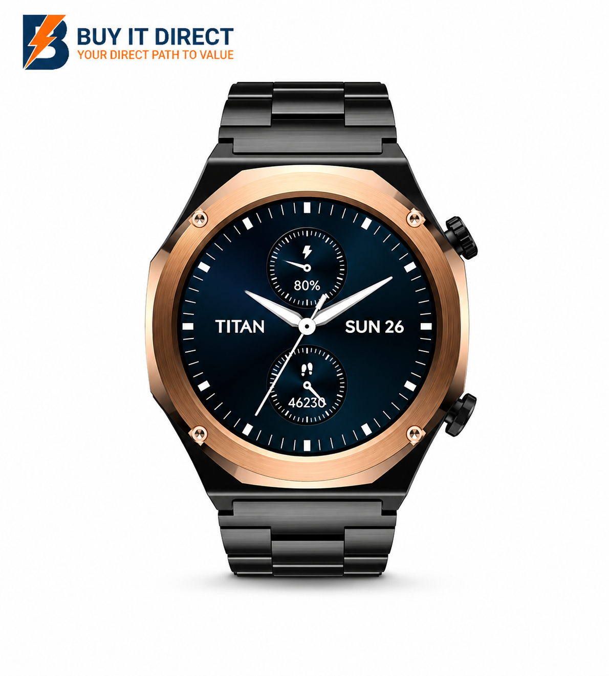 Titan Maestro Smart Watch 1.43 Inch AMOLED Display Black Rose Gold Bezel