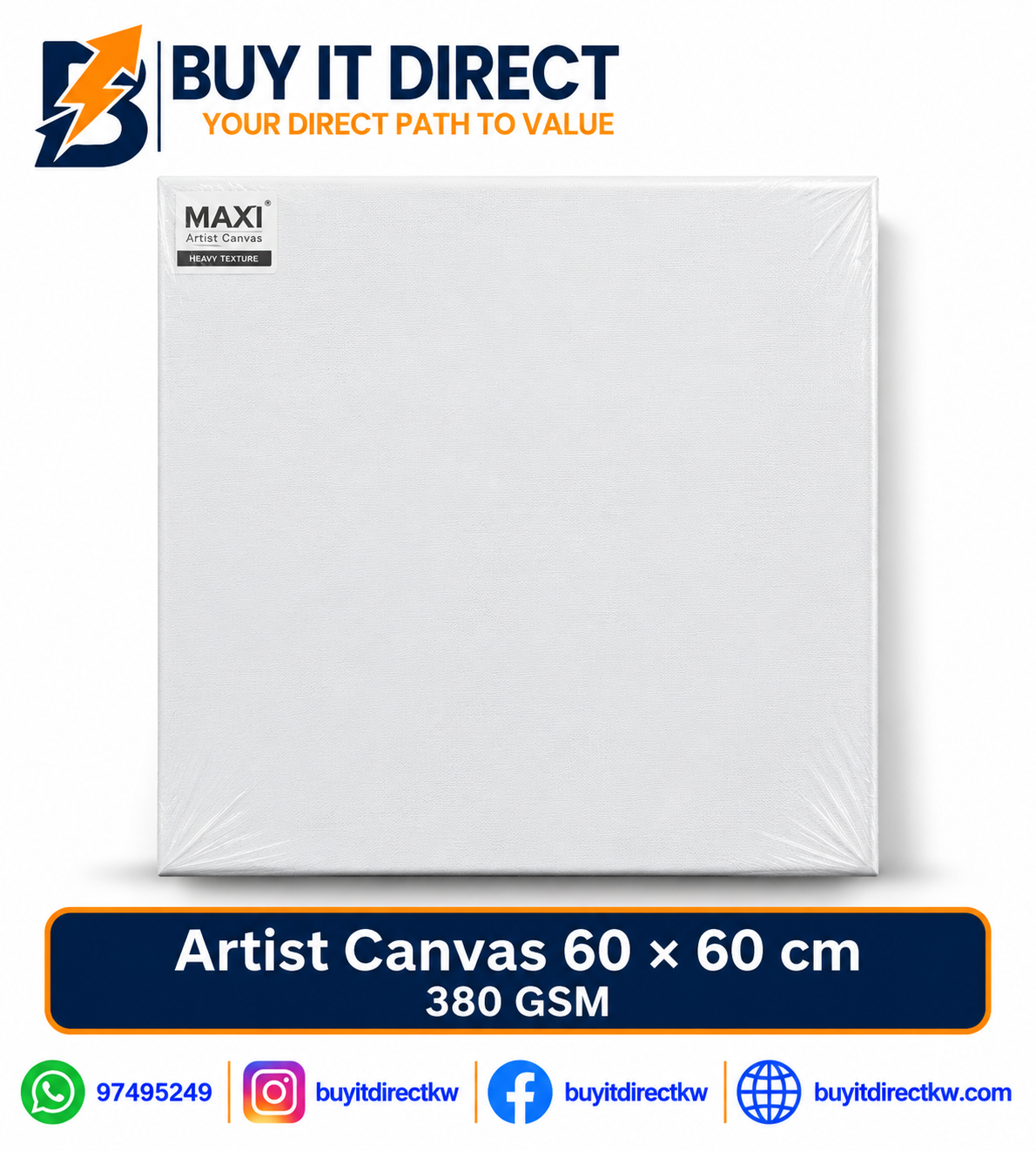 ARTIST CANVAS – 380 GSM, 60 × 60 CM