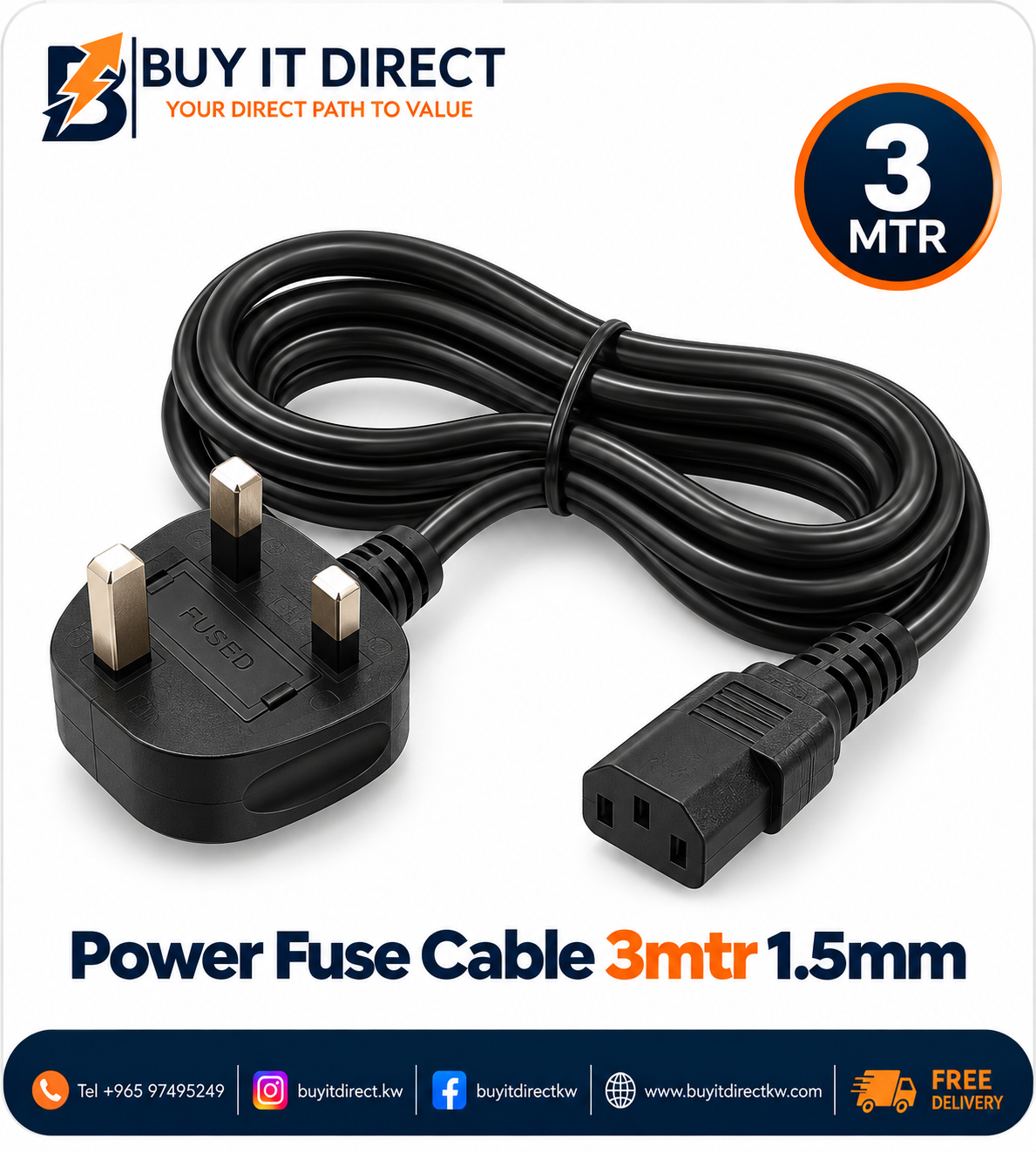 Power Fuse Cable 3mtr 1.5mm