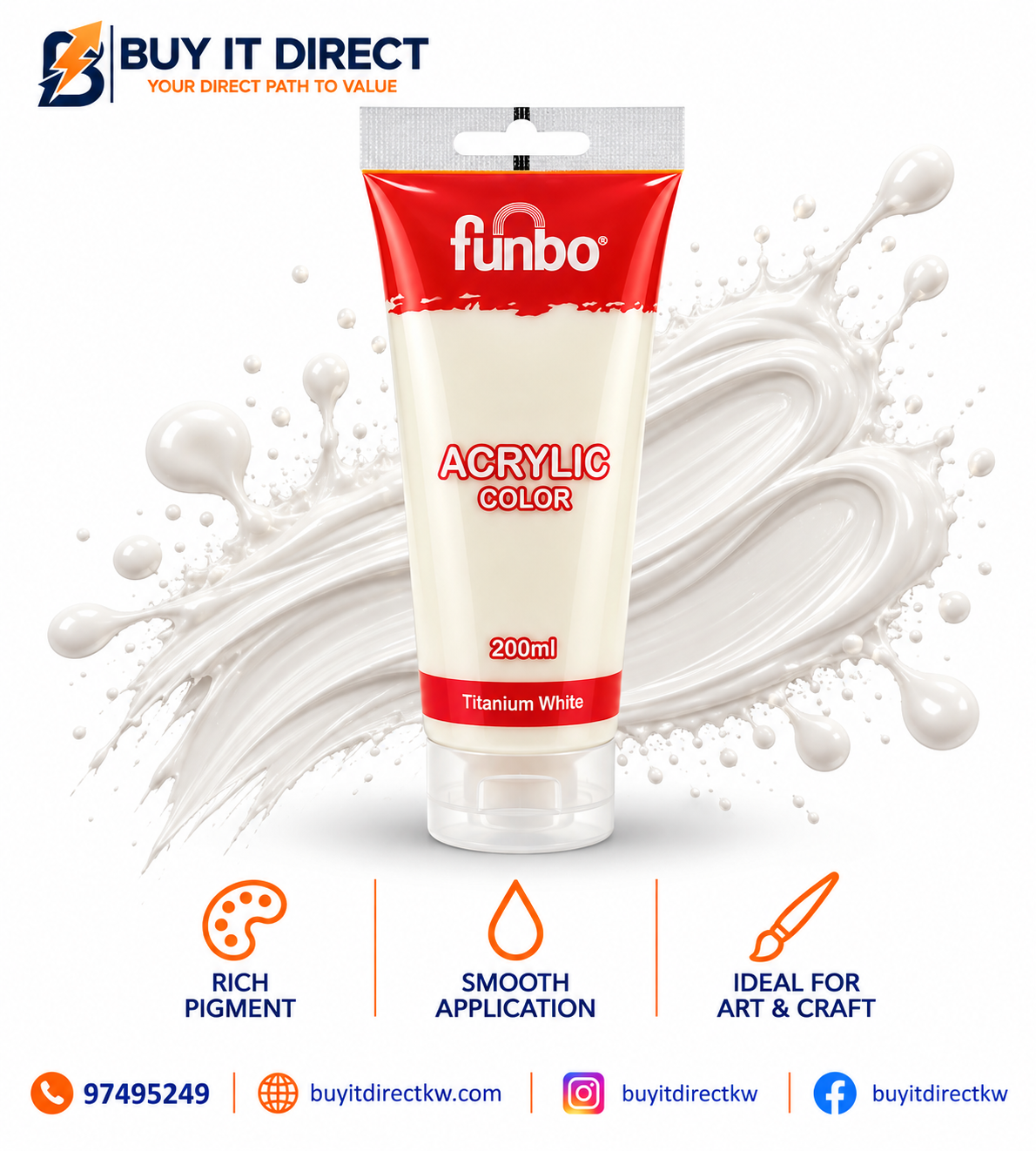 Acrylic Color Titanium White 200 ml