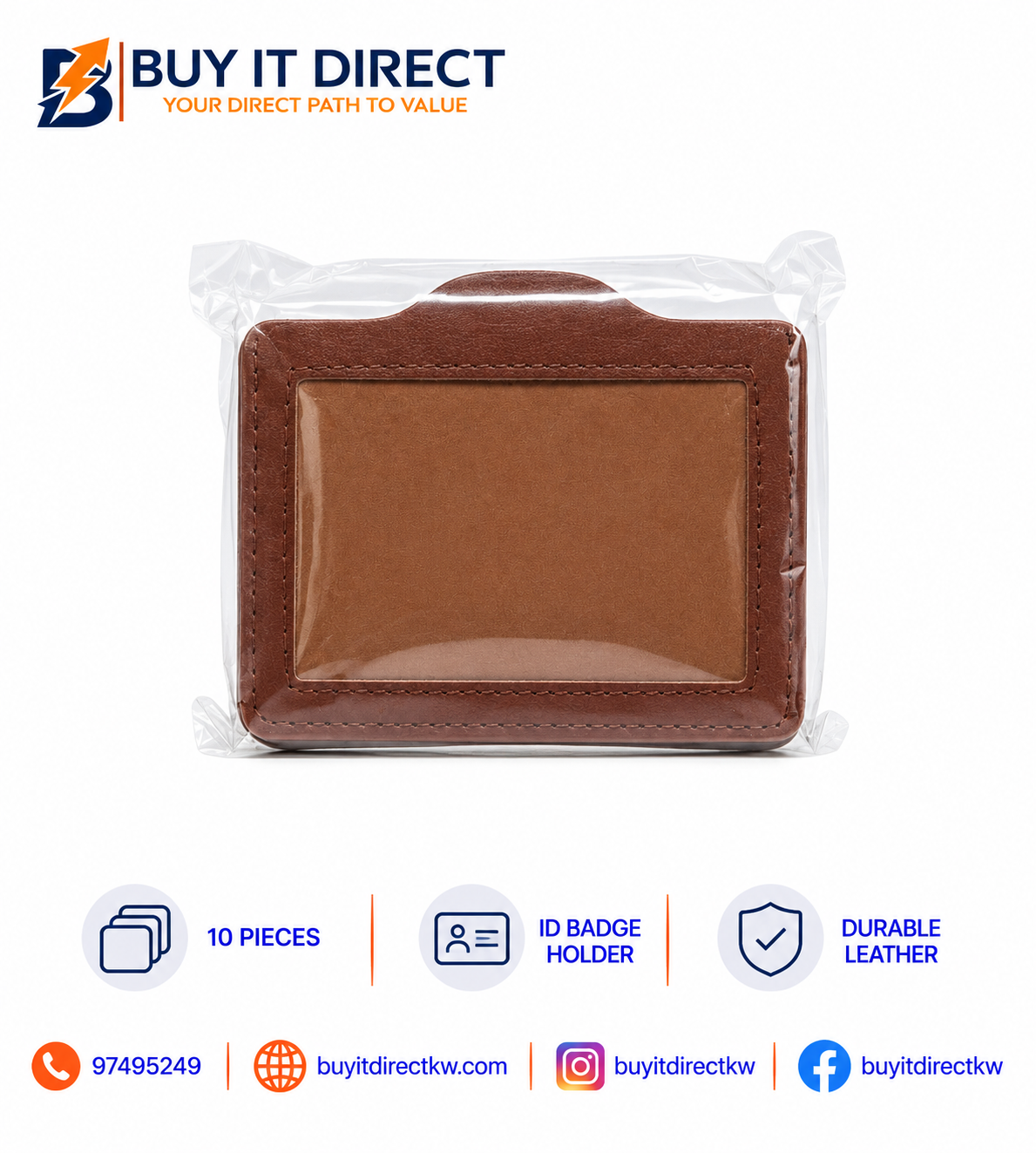 Leather ID Badge Holder – 10 Pieces