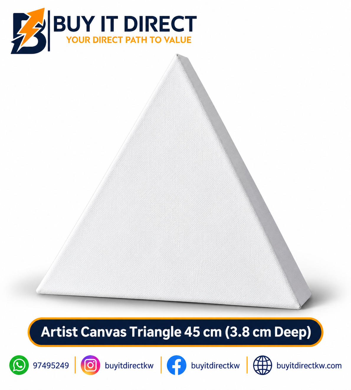 ARTIST CANVAS TRIANGLE 3.8 CM 45 × 45 CM – PLAIN WHITE
