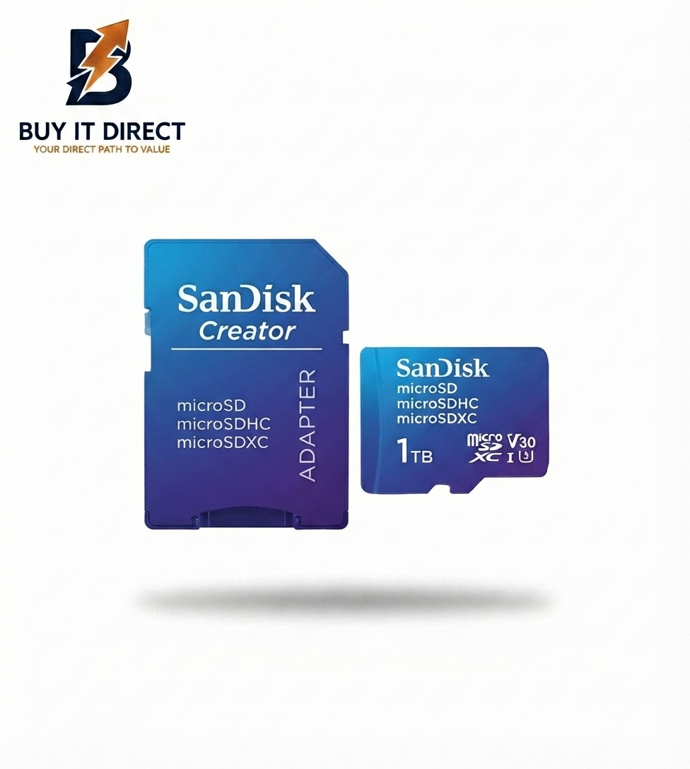 بطاقة SanDisk Creator MicroSD مع محول - 1 تيرابايت / سرعة تصل إلى 190 ميجابايت/ثانية