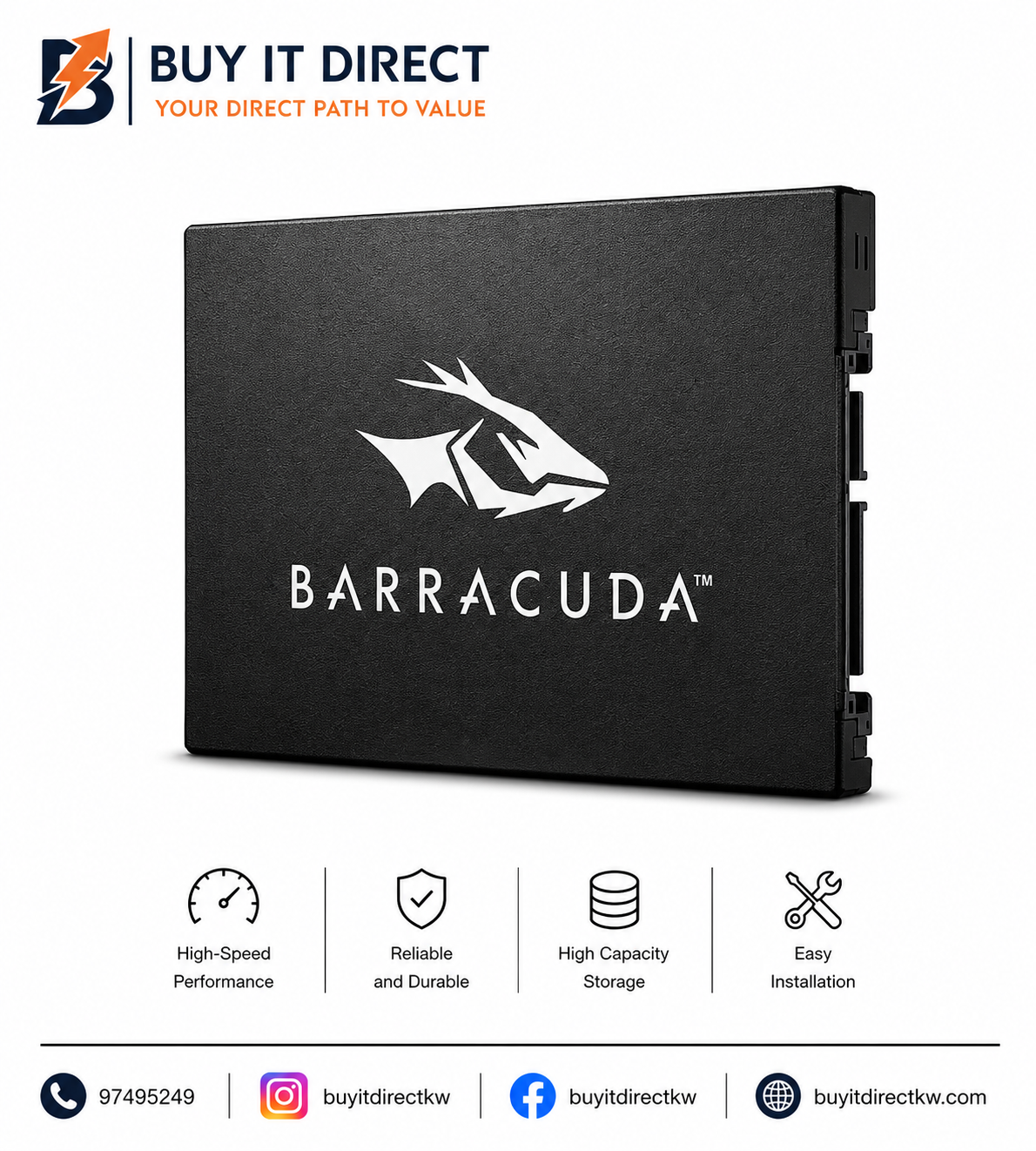 Seagate BarraCuda 480GB SATA III 2.5" Internal SSD – 540MB/s