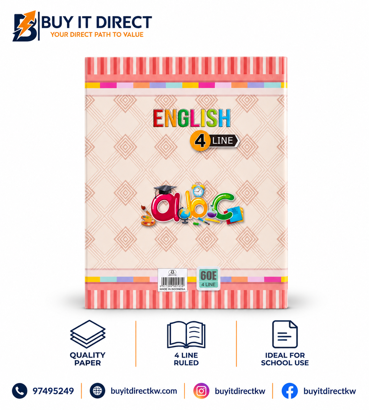 4 Line Ruling Notebook 60 Sheets English
