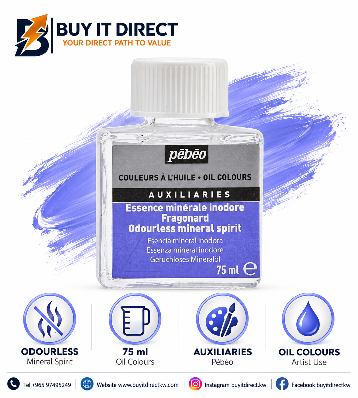 pebeo Oil Colours Odourless Mineral Spirit - 75 ml