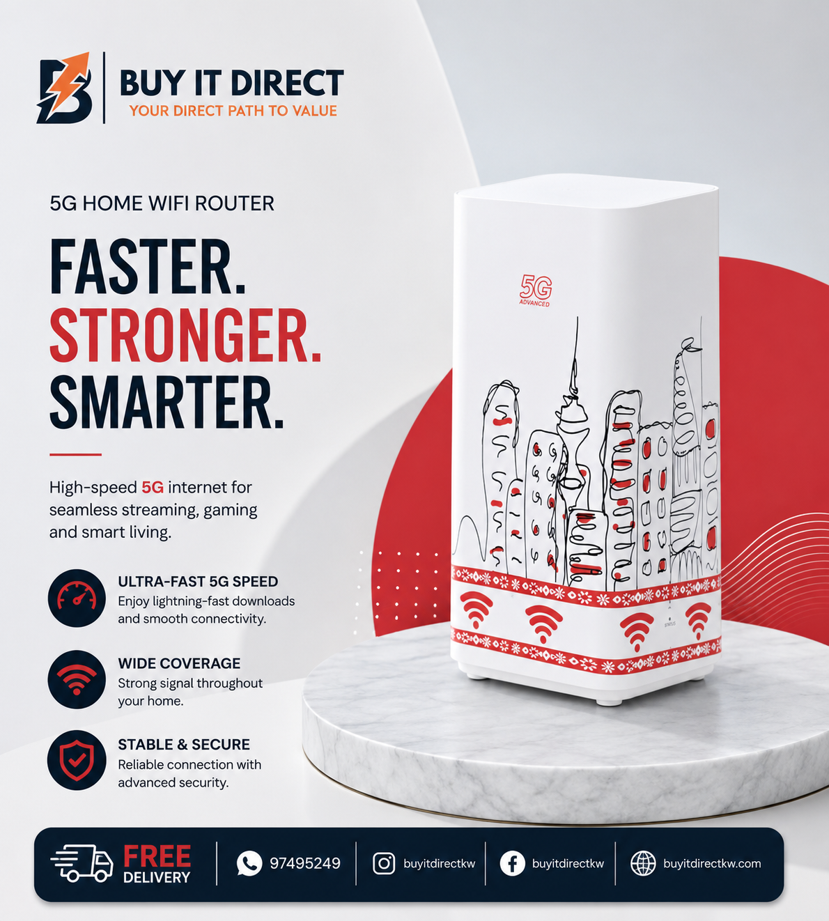 Ooredoo Huawei CPE Pro 6 H165 383 5G WiFi 7 Router Up to 11.7Gbps