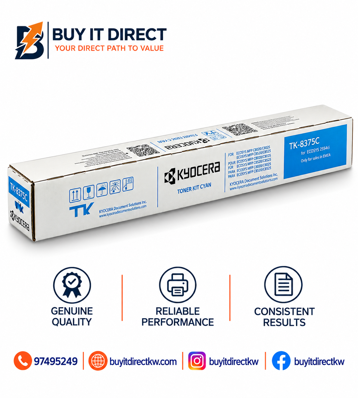 Kyocera TK8375C Cyan Original Toner Cartridge