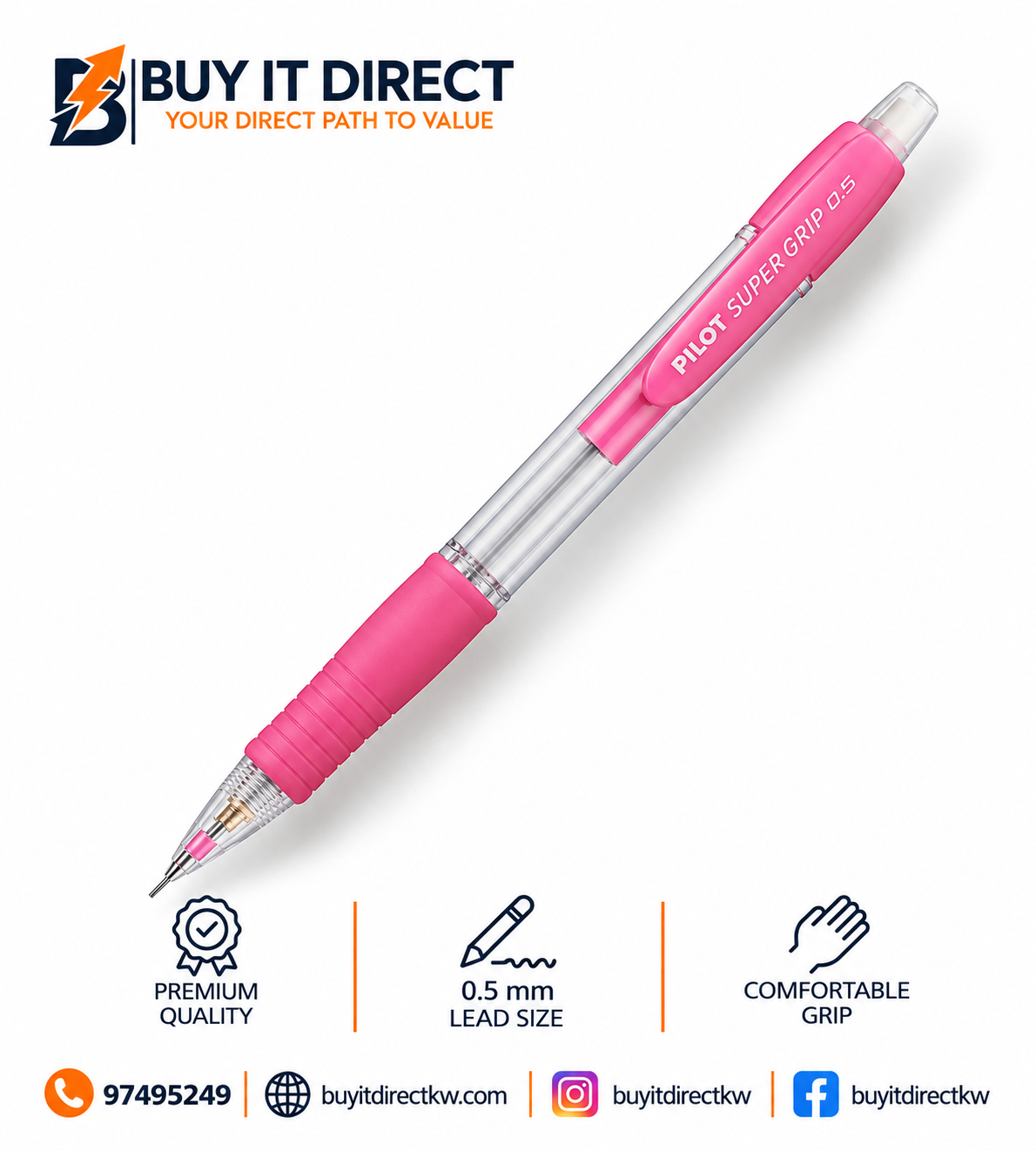Pilot Super Grip 0.5mm Pink Mechanical Pencil