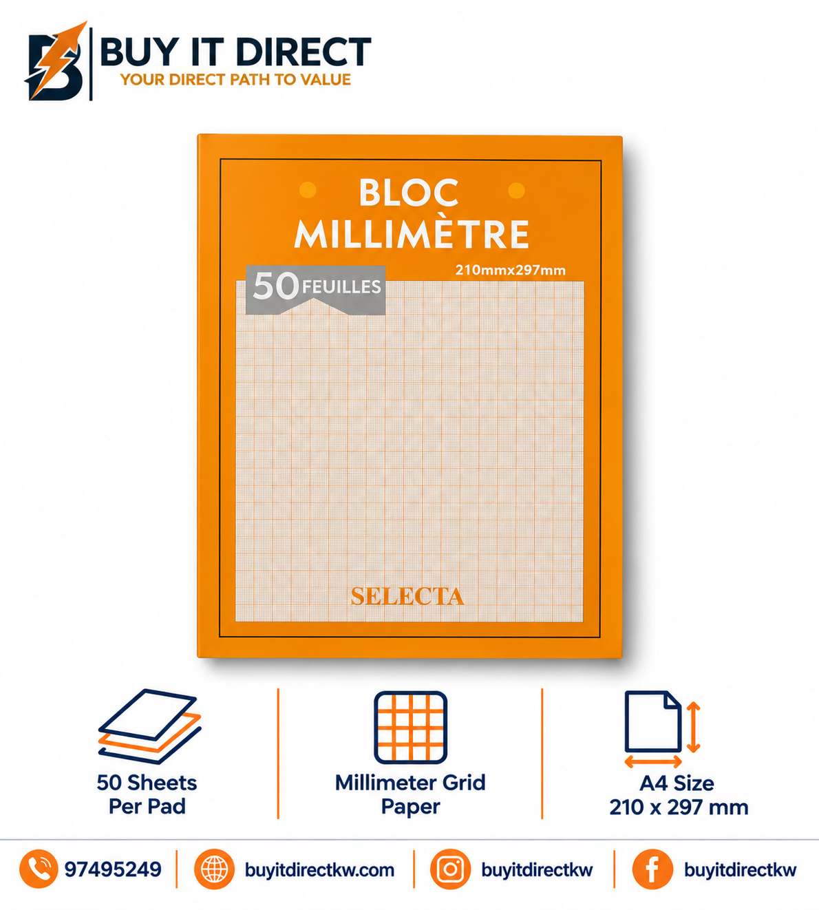 BLOC MILLIMETRE 50 Sheets
