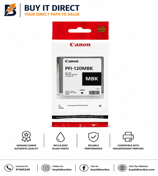 خرطوشة حبر أسود مطفي قياسية Canon PFI120MBK