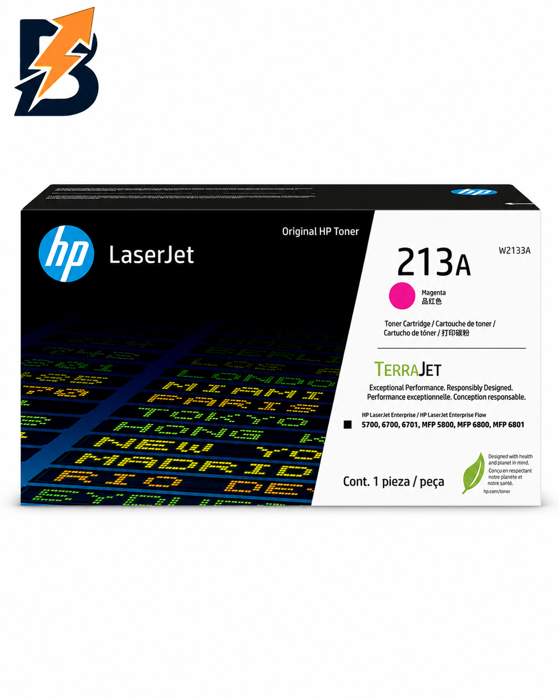 خرطوشة تونر HP 213A أصلية باللون الأرجواني لطابعات LaserJet – 3,000 صفحة – W2133A