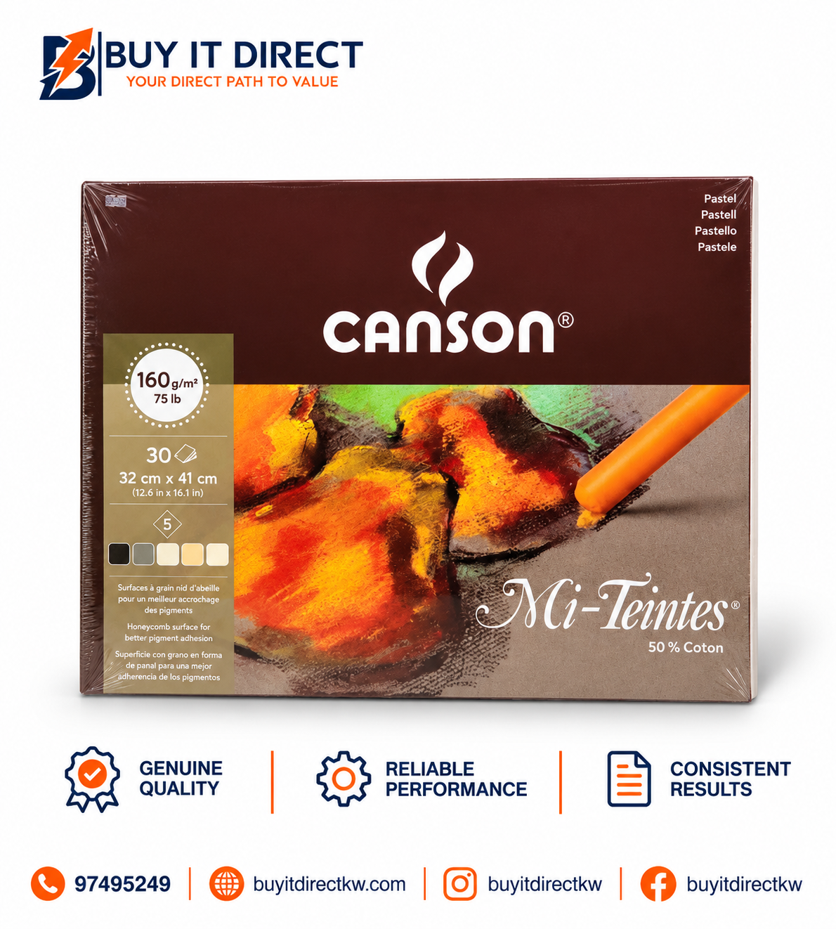 Canson Mi-Teintes Pastel Paper 160 gsm 30 Sheets 32 x 41 cm