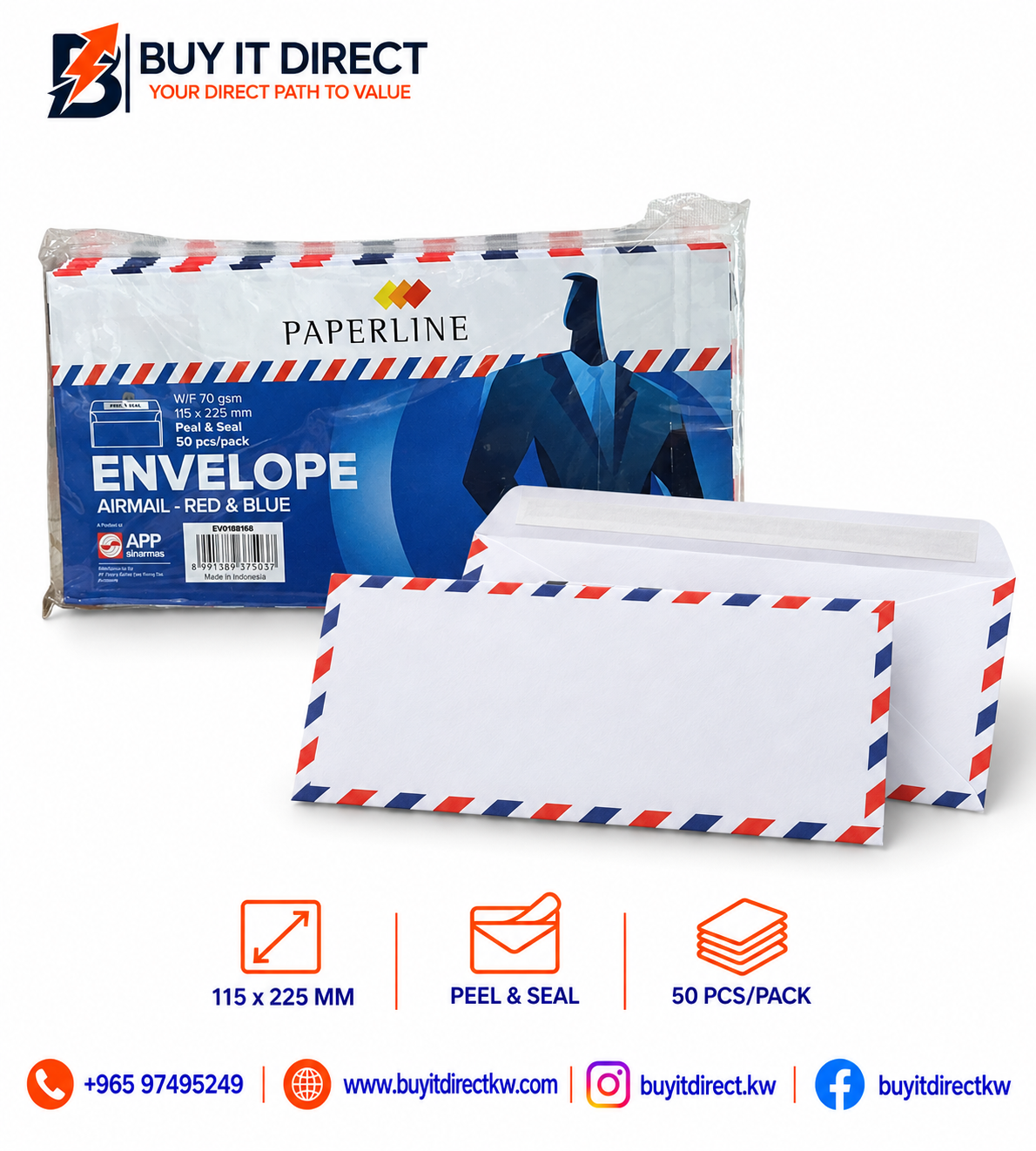 PaperLINE Peel & Seal Envelopes – 50 Pcs