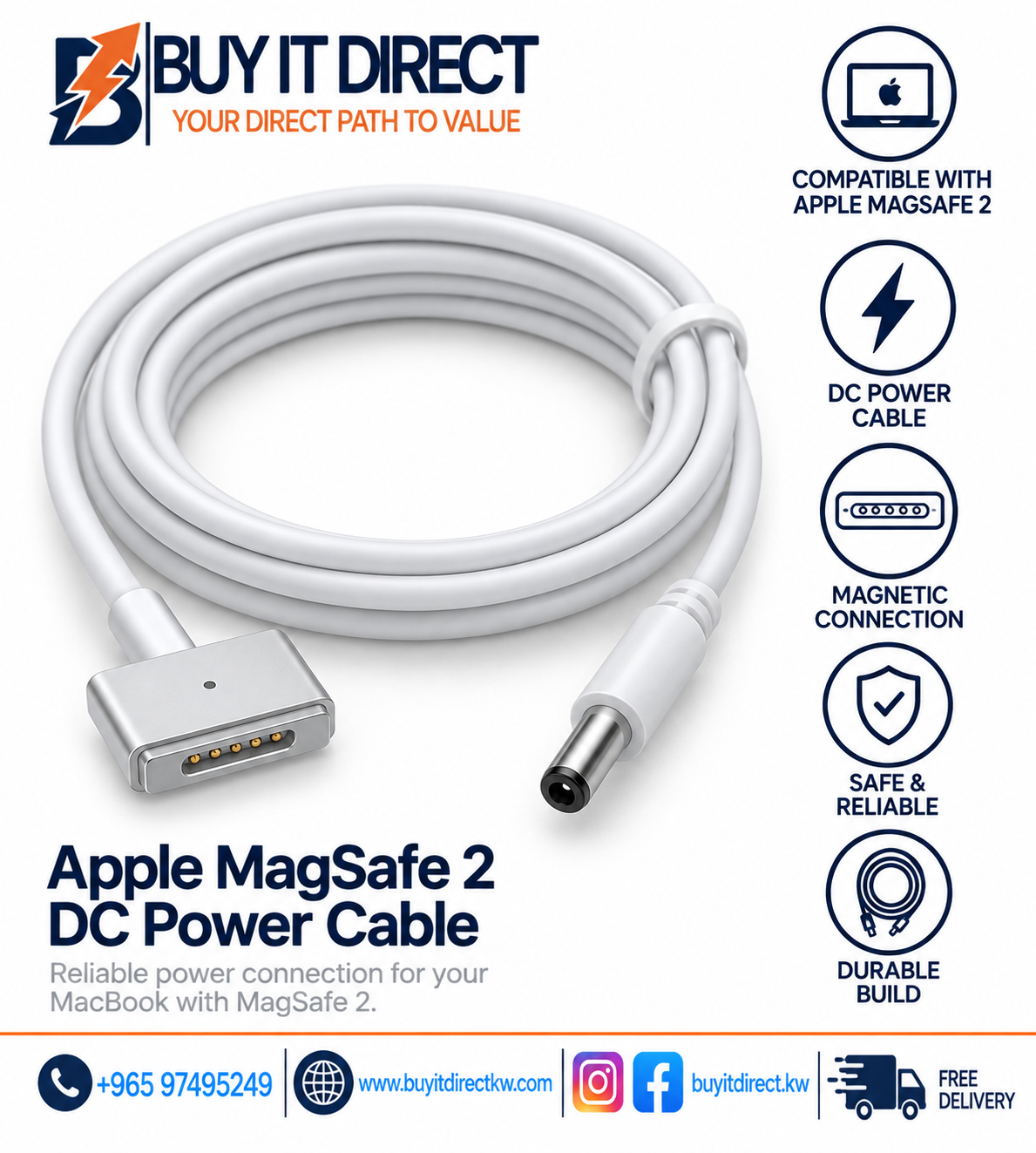 كابل طاقة DC لجهاز Apple MagSafe 2
