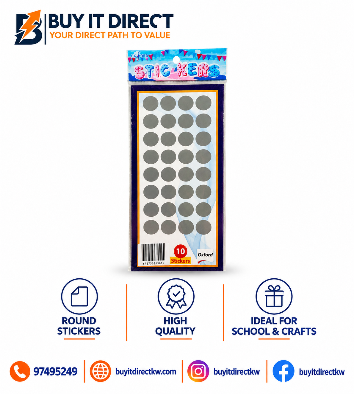 10 Sticker Round Labels Silver