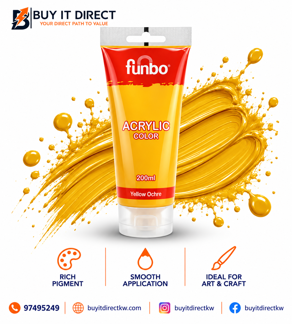 Acrylic Color Paint 200 ml Gold
