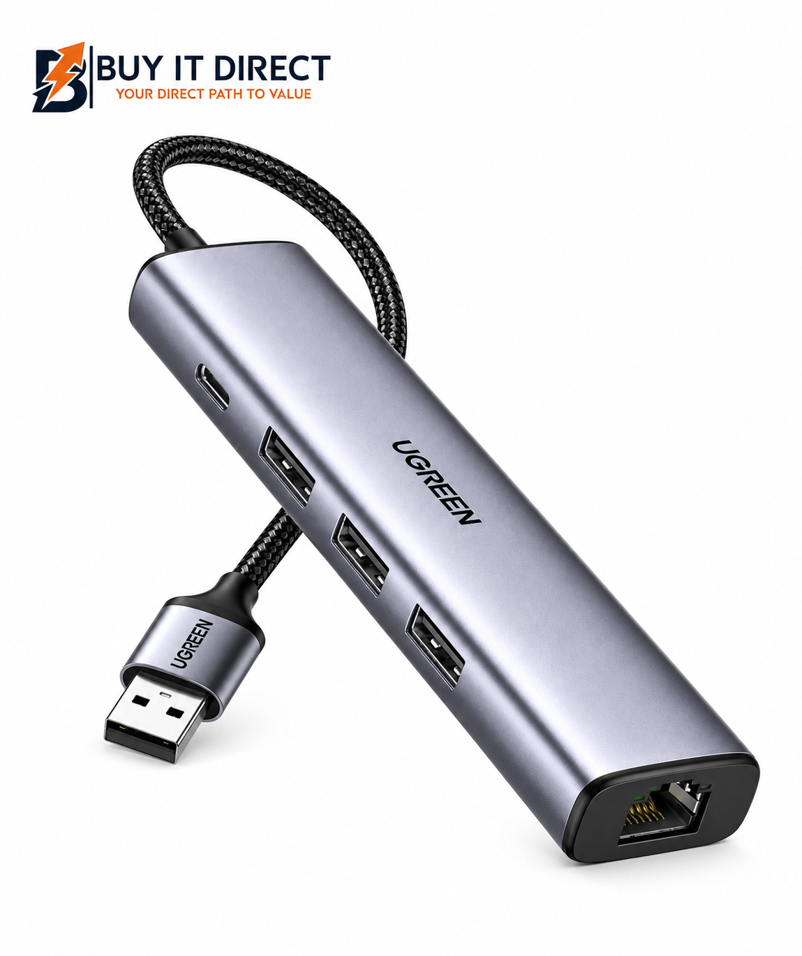 UGREEN USB 3.0 to 3 Port USB 3.0 Hub with Gigabit Ethernet Type C Power Supply