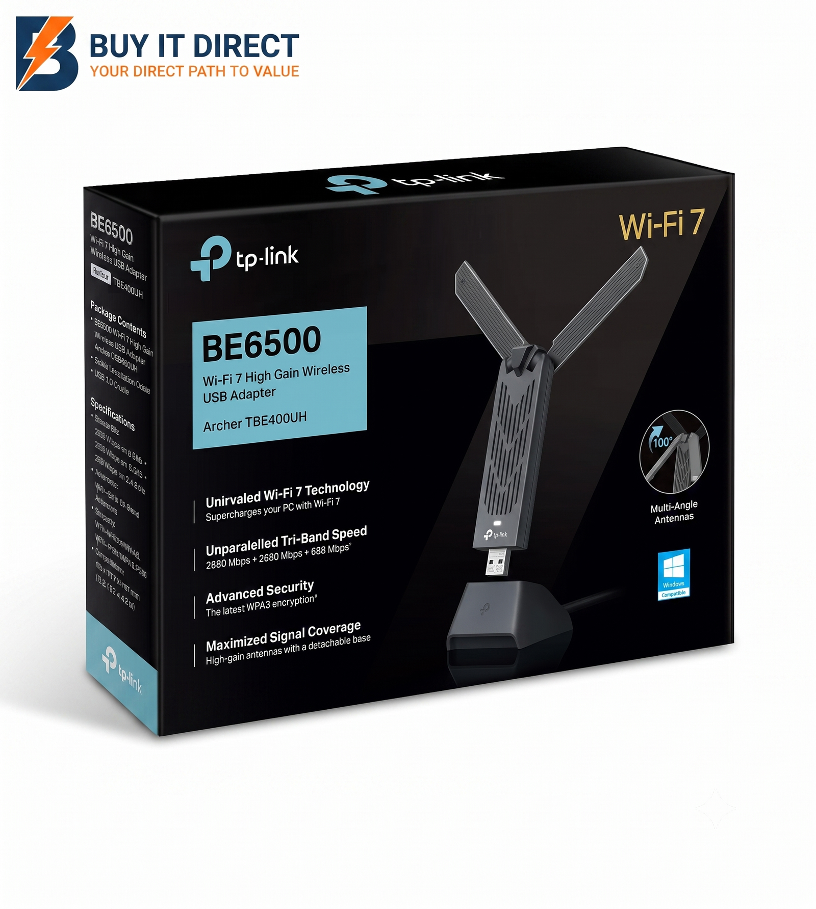 TP-Link TBE400UH BE6500 WiFi 7 High Gain Wireless USB Adapter