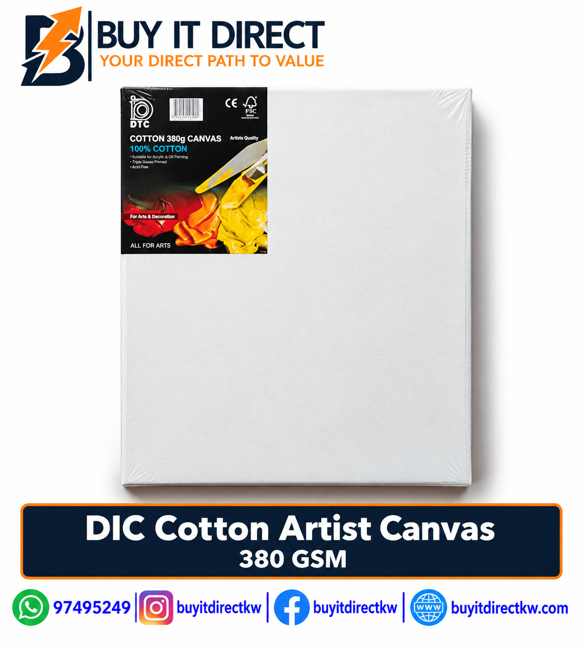 DIC COTTON ARTIST CANVAS – 380 GSM