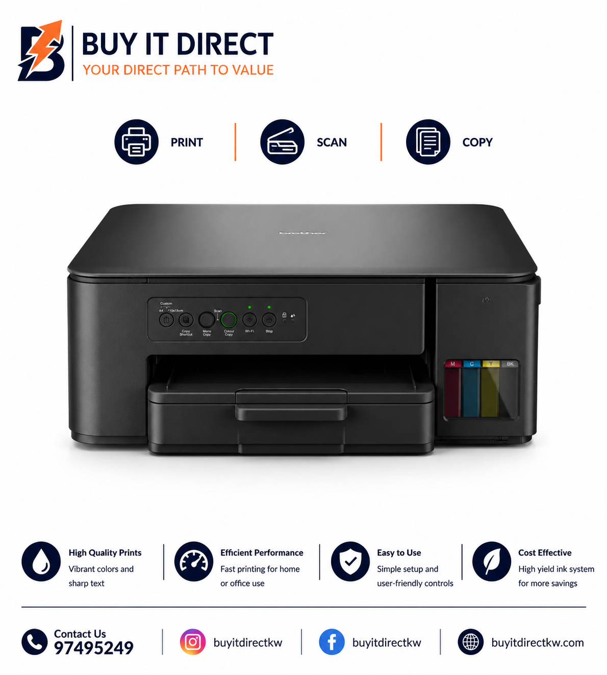 طابعة Brother DCP-T430W Ink Tank متعددة الوظائف A4 مع Wi-Fi وطباعة ملونة