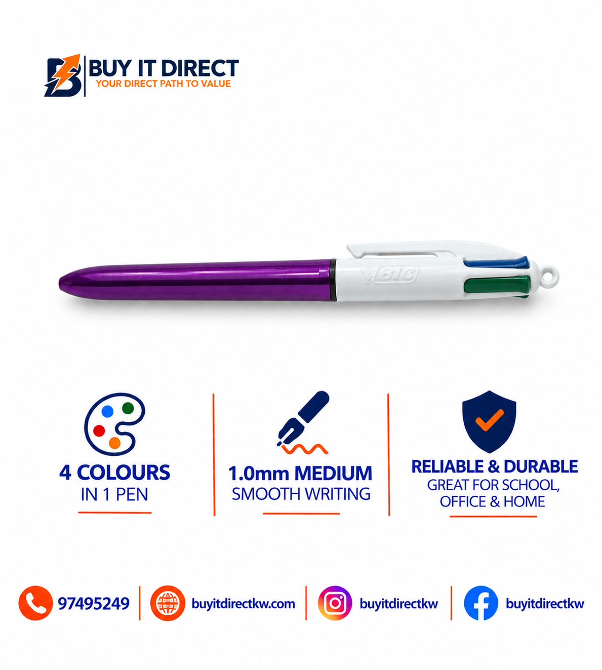 BIC 4 in 1 Pen Metallic Purple