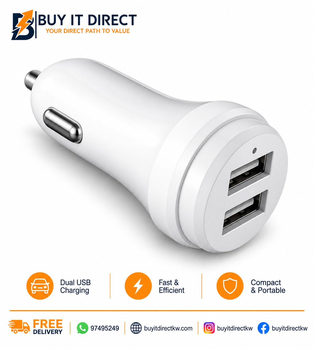 Car Charger With 2 USB Ports