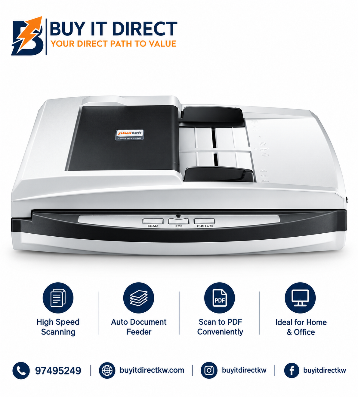 Plustek SmartOffice PL4080 Flatbed ADF A4 Duplex Scanner