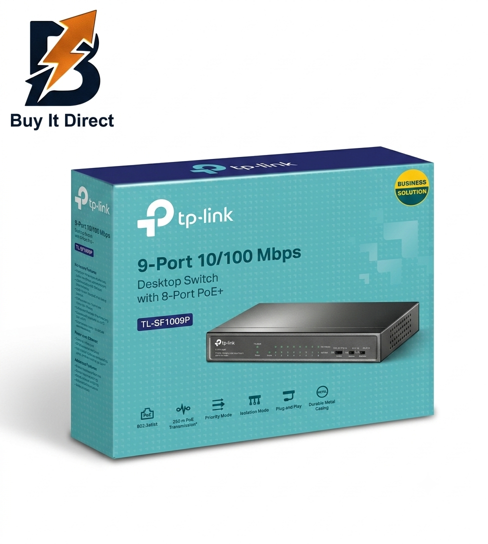 TP-Link 9-Port 10/100Mbps Desktop Switch with 8-Port PoE+ – TL-SF1009P
