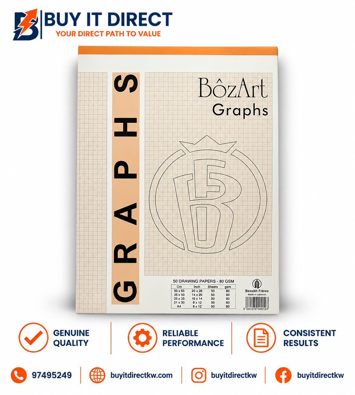 BozArt Drawing Paper 80gsm 50 Sheets