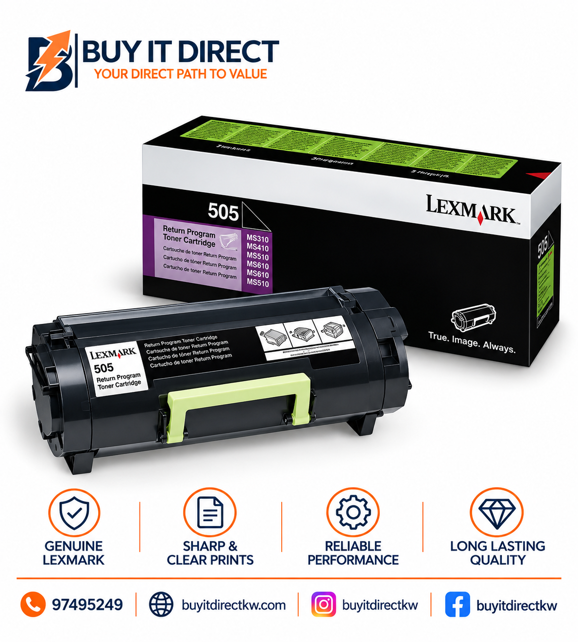 Lexmark 505 Black Return Program Toner Cartridge 50F5000