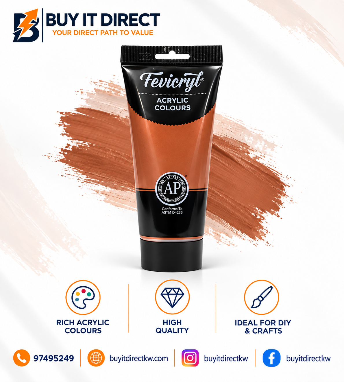 Fevicryl Acrylic Colours 200 ml Burnt Sienna