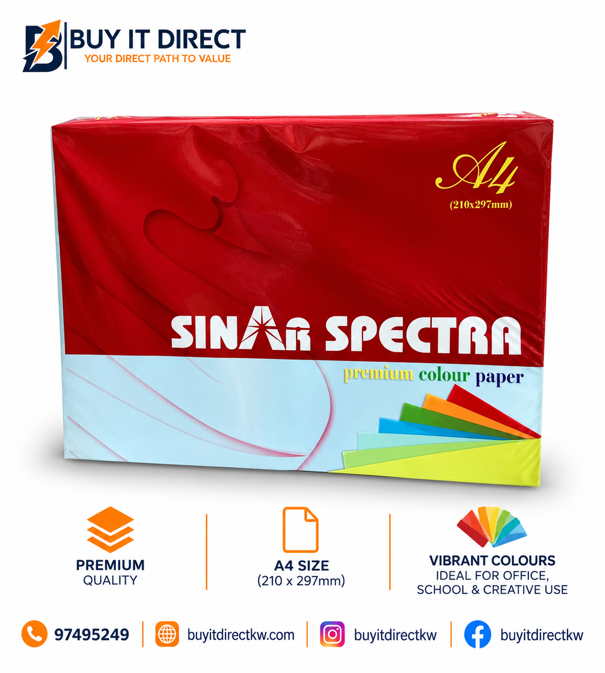 SINAR SPECTRA IT 180 Blue A4 Colour Paper 80 GSM 500 Sheets