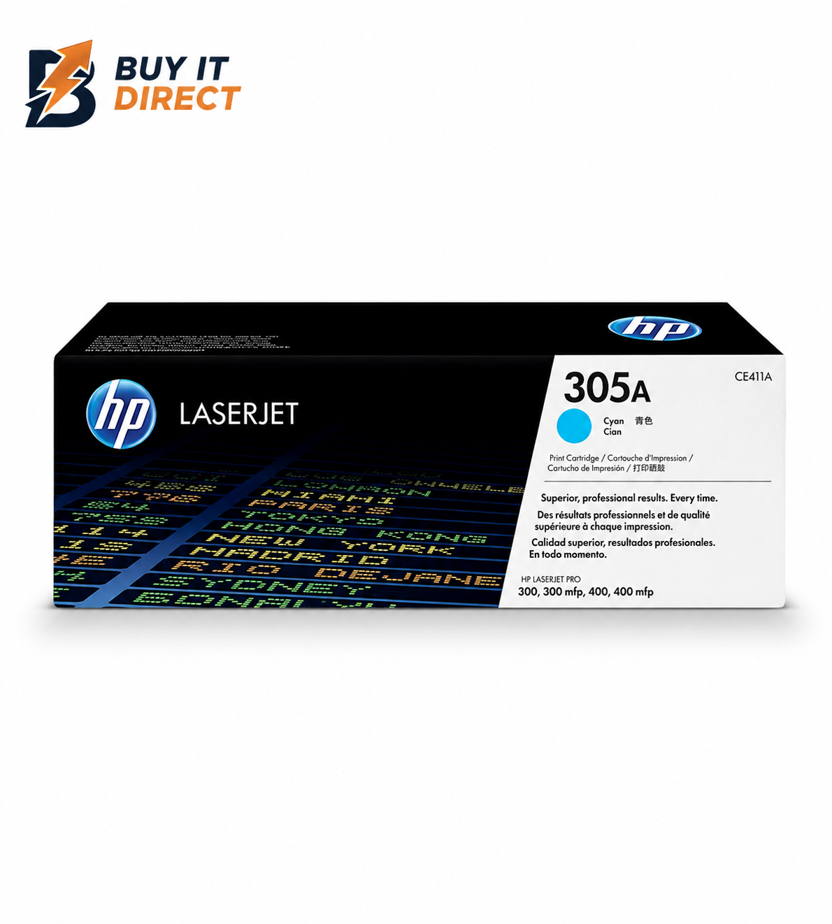 خرطوشة تونر HP 305A أصلية باللون السماوي لطابعات LaserJet – CE411A