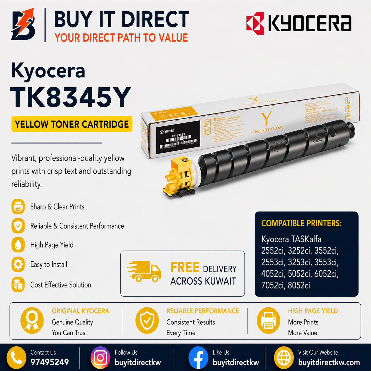 خرطوشة تونر أصفر Kyocera TK8345Y