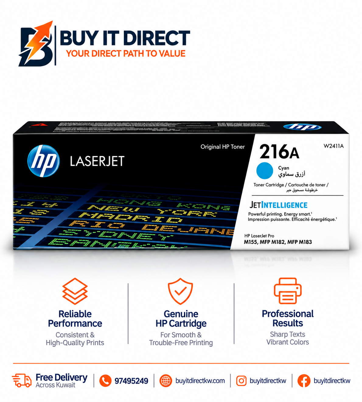 خرطوشة مسحوق حبر ليزر أصلية HP 216A باللون السماوي 850 صفحة W2411A