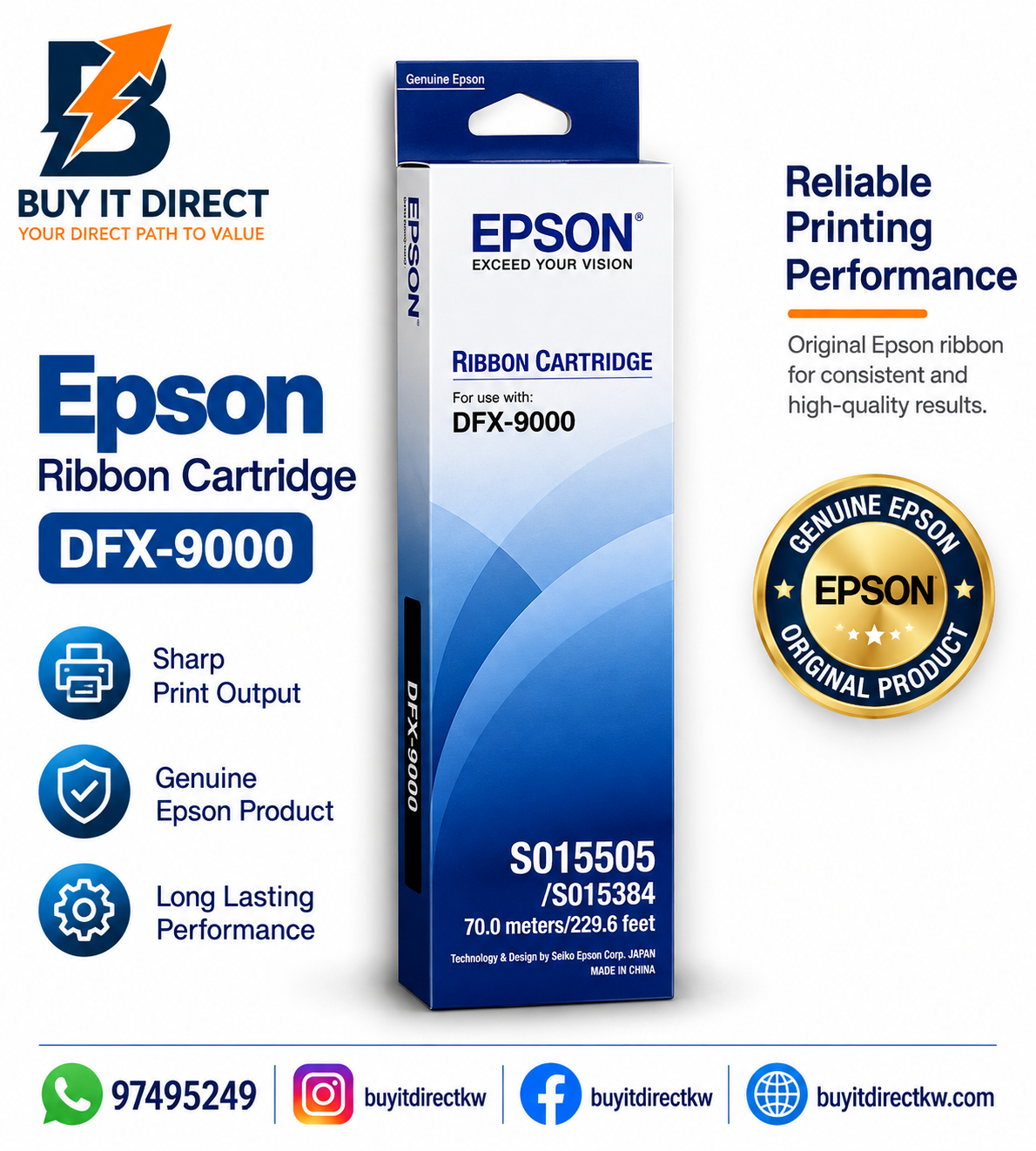 Epson DFX-9000 Original Black Ribbon Cartridge – C13S015384