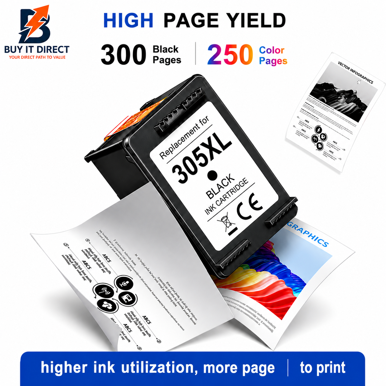 Premium Ink for HP 305xL Black
