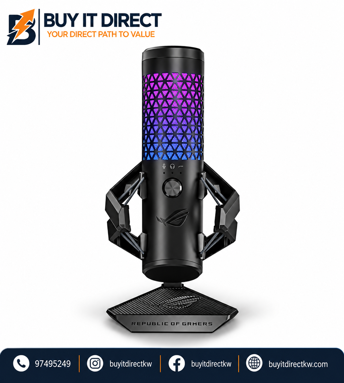 ميكروفون اسوس روج كارنيكس C501 احترافي مكثف بنمط قلبي مع اضاءة RGB اسود